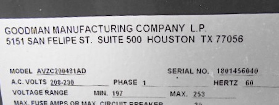 goodman serial number decoding