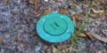 What are the green plastic discs in the ground around the house?